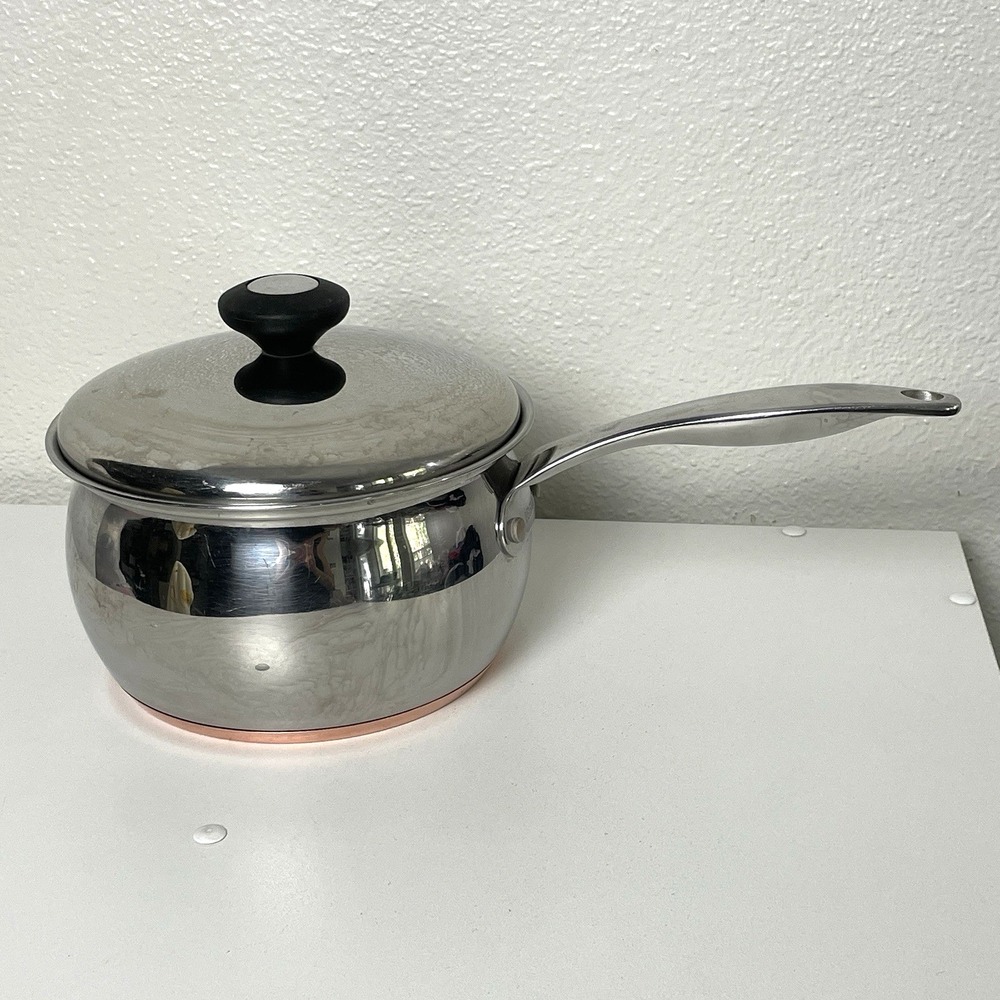 Belgique Stainless Steel Sauce Pans 1 qt & 3 qt Vented Lid Copper Bottom - Picture 11 of 16